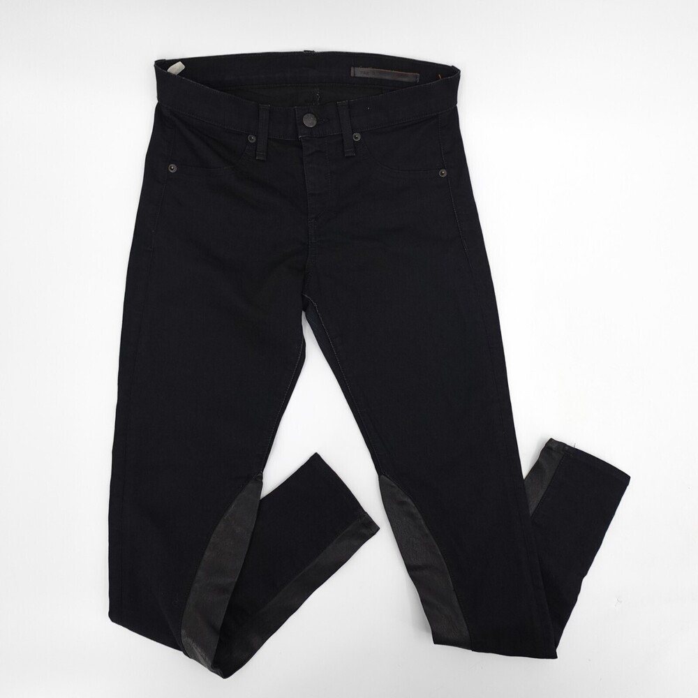 Rag & Bone Jeans womens 26 Black Mid Rise Stretch Lambskin Dark Wash Designer